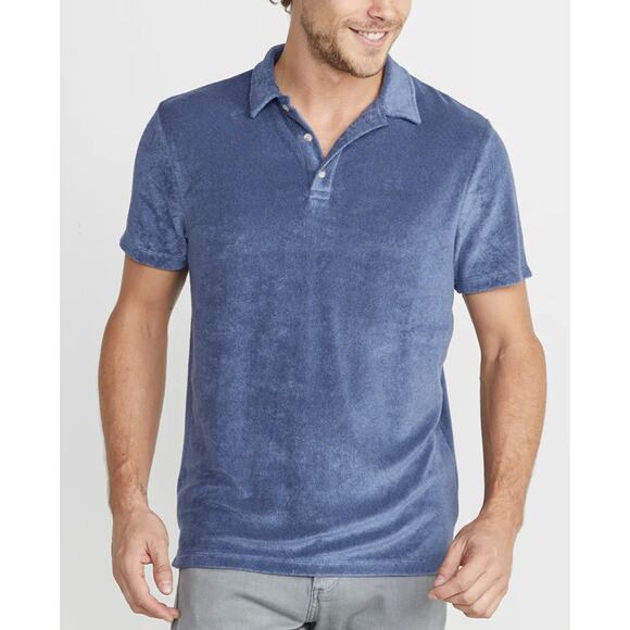 Marine Layer Terry Cloth Arcadia Polo in Vintage Indigo Blue Mens Size Medium - Picture 1 of 7